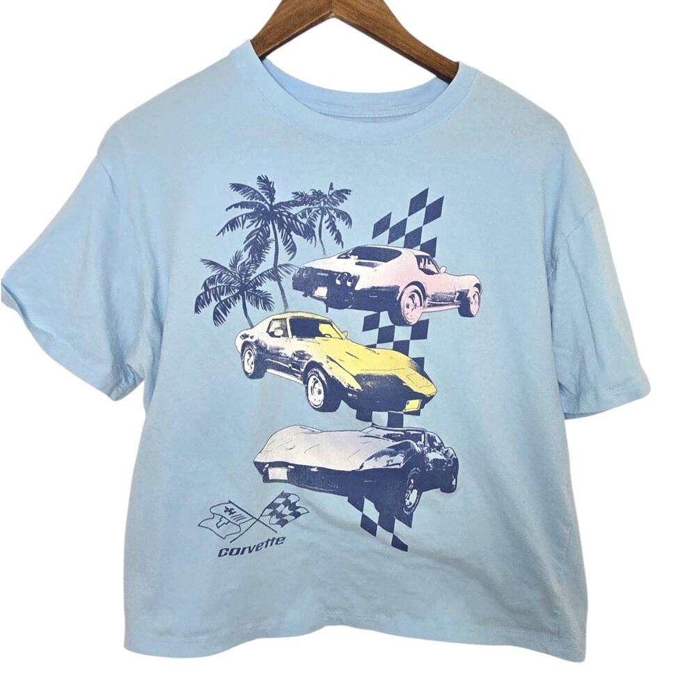 Corvette Women’s Light Blue Graphic Tee – Size Large